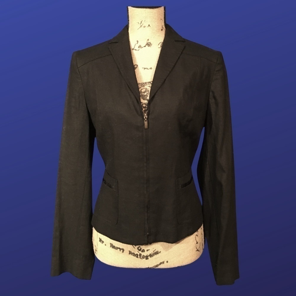 𝅺bandolino Blazer Jacket, Linen Blend, Unlined, BLACK, Women’s Size 8, NWOT